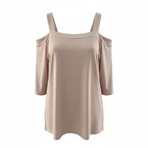 Ellen Tracy Blush Pink Cold Shoulder Top Satin Short Sleeve Size 3X NWT Dressy